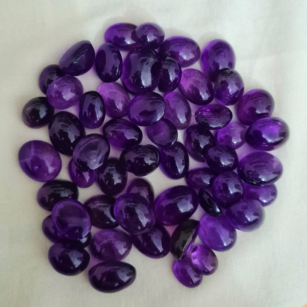 Natürlicher Amethyst Cabochon, Amethyst Edelstein, Amethyst Lose Stein, unbehandelter Amethyst Cabochon, Ovale Form Mix Size Lose Amethyst Cabs.