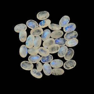 16 Pieces 8X12 MM Moonstone Cut Stone ,Rainbow Moonstone Faceted Gemstone, Natural Rainbow Moonstone Oval Loose Stone For Jewelry Marking .