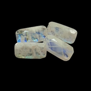 4 Pieces 11X20 MM Moonstone Cut Stone Rainbow Moonstone Faceted Gemstone Natural Rainbow Moonstone Octagon Loose Stone Jewelry Marking.
