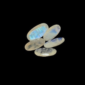 5 Pieces 8X16  MM Moonstone Cut Stone Rainbow Moonstone Faceted Gemstone Natural Rainbow Moonstone Oval Loose Stone Jewelry Marking.