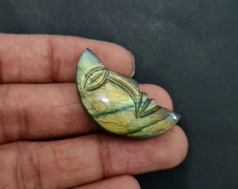 Handskuret labradorit månansikte, smyckestillverkning (35 x 17 MM)