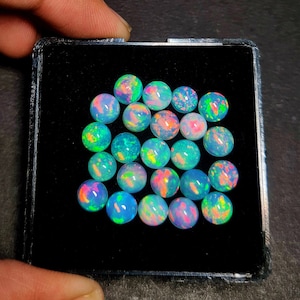 15 Pcs 6 MM Round Opal Cabochon, AAA Quality Opal Cabochon, Ethiopian Opal Multi Fire Opal, Flashy Opal Round Cabochon Loose Stone Lot.