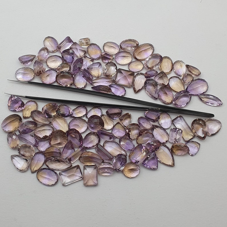 50 Carats Ametrine Cut Stone, Ametrine Gemstone, Natural Ametrine Cut Stone, Mix Shape Top Quality Ametrine Loose Stone For Jewelry Making. image 3