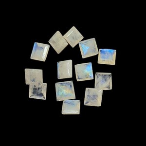 13 Pieces 7 MM Moonstone Cut Stone Rainbow Moonstone Faceted Gemstone Natural Rainbow Moonstone Square Loose Stone For Jewelry Marking .