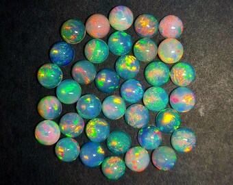 Cabochões de Opala Etíope Natural, Qualidade AAA, Multicor, 9 mm de Diâmetro, 5 Peças