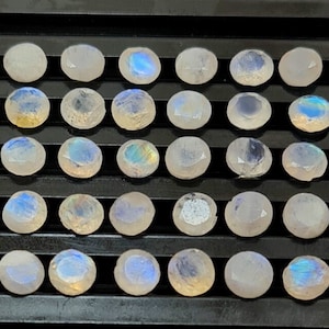25 Pieces 6 MM Moonstone Cut Stone, Rainbow Moonstone Faceted Gemstone, Natural Rainbow Moonstone Round Loose Stone For Jewelry Making.