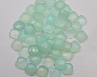 10 Aqua Chalcedony Gemstones, 14mm Cushion Cut