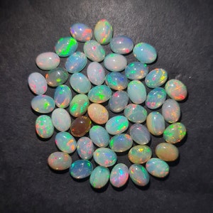 25 Pieces 6X4 MM Natural Ethiopian Opal Cabochon, Opal Cabochon~ Oval Cabochon Calibrated Size~ Opal Loose Stone.