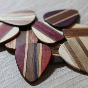 Hand Made Wood Guitar Pick - Multi-Wood Guitar Pick - Custom Guitar Pick - Personalized Guitar Pick