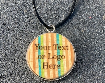 Engravable Skateboard Necklace, Handmade Wood Pendant, Upcycled Wood, Wooden Jewelry, Gift For Skater