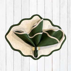 Scallop orchid linen placemats set Organic table linens