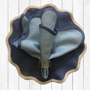 Round linen placemat Scallop dinner table linens Wedding placemats