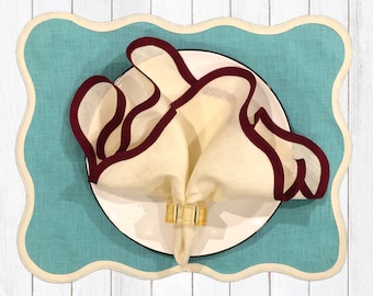 Scallop linen placemat rectangle Classic wedding table
