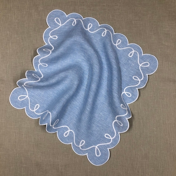 Ribbon embroidered linen napkins for birthday