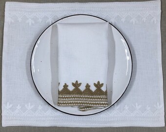 Ethno linen placemat embroidered rectangle