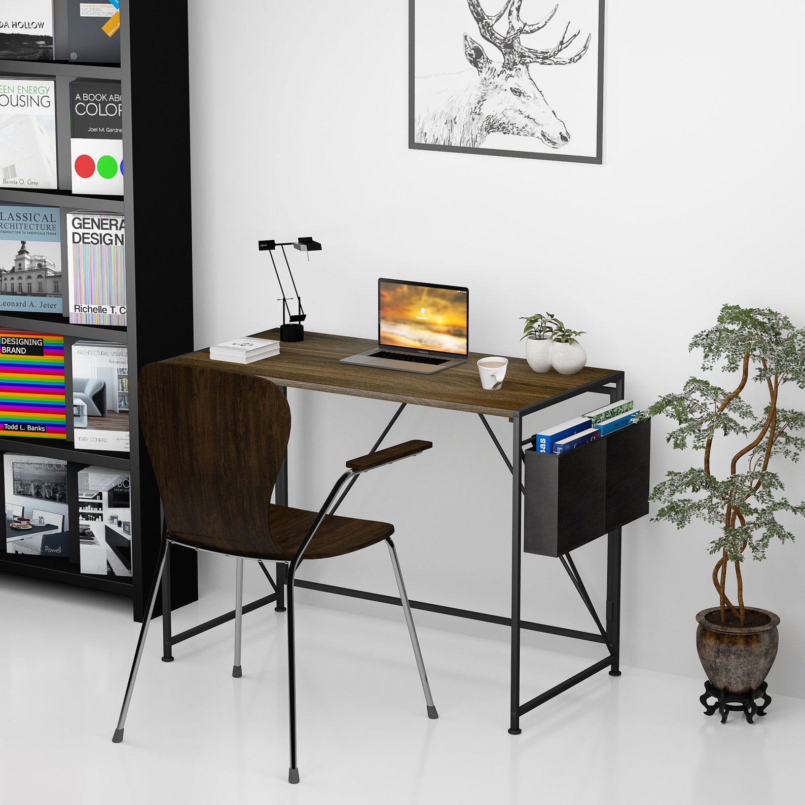 Folding Desk No Assembly Required 40 Writing Computer Etsy