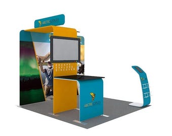 Portable 10x10FT Exhibition Stand Foldable Aluminum Strip Tension Fabric Simple Logo Printing Dye Sublimation