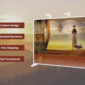 Custom 10 FT Tension Fabric Backdrop with Stand, Tube Straight Backwall, Pillow-Cased Backdrop with Zippers, 120"W x 90"H