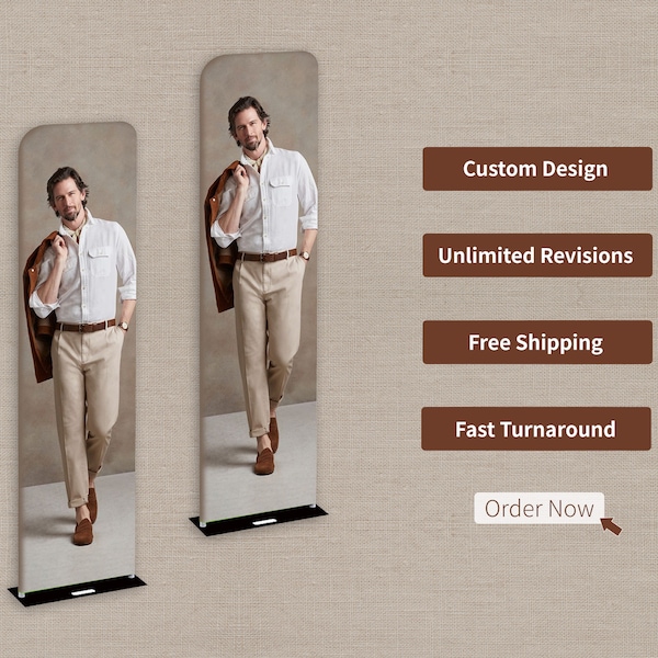 Custom 2ft Steel Tube Banner Stand, Fabric Backdrop Display