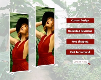 Custom Fabric Banner Stand, Steel Feet, Wedding Backdrop