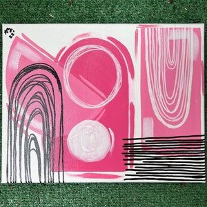 Abstract painting | Geometric Painting | Pink Painting | Dorm Decor | Wall art | Gift for college kid | Gift for her | Pink gift | Handmade