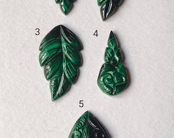 Malachite Gemstone Carving Beads | Natural malachite Gemstone Hand Carved  Leaf Shape Good Quality Fine Carving  For jewelry