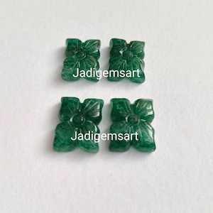 100%NATURAL GEERN AVENTURINE Gemstone Carving Beads Natural Aventurine Gemstone Hand Carved Flower shape 14*11*4mm pair For jewelry
