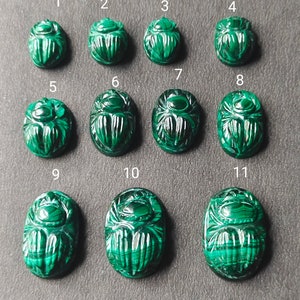 100% NATURAL Malachite Scarab  Carved |  Malachite Scarab Cut - Carving  Handmade Gemstone Ring making Jewelry making