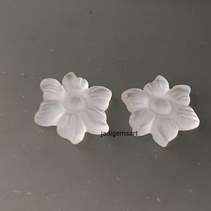 NATURAL Rock Crystal Frosted Gemstone  Carved Beads|  Gemstone Hand Carved  Flower Shape 14*14*2.5 Mm   Pair For Jewelry