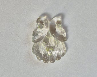 Cuentas de cristal de roca natural talladas a mano, 24 x 17 mm, para joyería