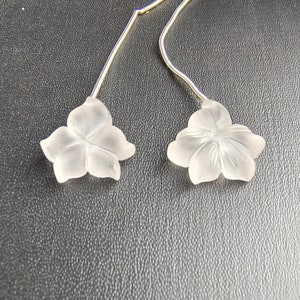 NATURAL Rock Crystal Frosted Gemstone Flower Carved Beads|  Gemstone Fancy shape Hand Carved 17*17*5Mm Pair For Jewelry