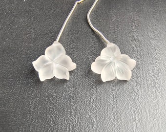 NATURAL Rock Crystal Frosted Gemstone Flower Carved Beads|  Gemstone Fancy shape Hand Carved 17*17*5Mm Pair For Jewelry