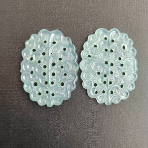 Onyx AQUA CALCDONY Gemstone Carving | Natural Calcdony Gemstone Hand Carved Oval Shape 40*30*3Mm For Jewelry