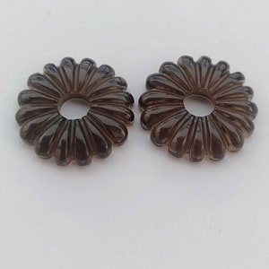 Rubin Rauchquarz Edelstein Carving: 22Cts Natürliche Edelstein Hand geschnitzte runde Form 20 * 20 * 3,5 mm Paar für Schmuck