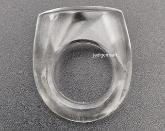 Anillo de cuarzo cristal de roca pulido tallado a mano / Anillo de piedra preciosa con declaración