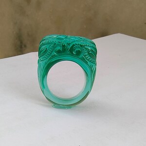 1 Piece GREEN  Quartz Carved Polished Single Gemstone Ring| Hand Carved Ring Size