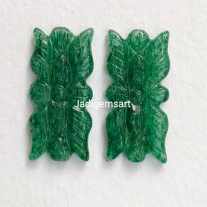 100%NATURAL GEERN AVENTURINE Gemstone Carving Beads Natural Aventurine Gemstone Hand Carved Leaf shape 22*10*3.8mm pair For jewelry