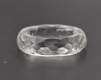 Anillo de cuarzo cristal de roca facetado tallado a mano / Anillo de piedra preciosa, anillo llamativo