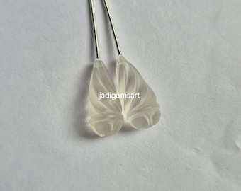 Cuentas de cristal de roca natural esmerilado talladas a mano, 21 x 9 mm, para joyería