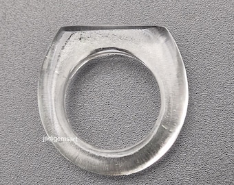 Anillo de cuarzo cristal de roca pulido tallado a mano / Anillo de piedra preciosa con declaración