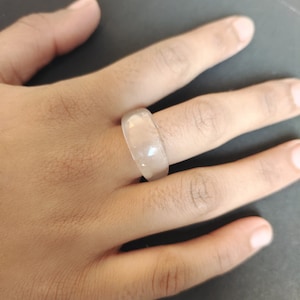 1 Piece Rock  Crystal Clear Quartz Carved Polished Single Gemstone Ring| Hand Carved Ring Size