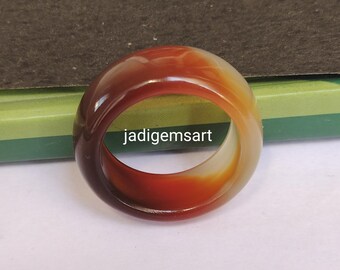 1 Piece Two Colour Red, white Onyx Carved Polished Single Gemstone Ring| Hand Carved Ring Size Fine Carving For Ring