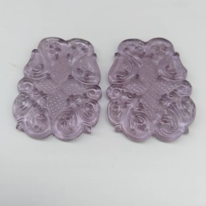 AMETHYST Colour Quartz Gemstone Carving Beads|  Amethyst Hydro Quartz Gemstone  Hand Carved 40*30*3Mm Fancy Shape Pair For jewelry