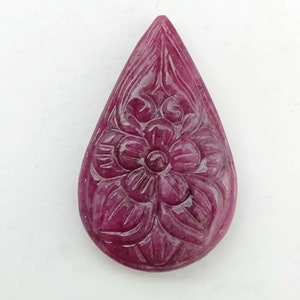 Ruby RED RUBY Gemstone Carving:22.30Cts Natural Untreated Ruby Hand Carved pear Shape 27*17*5 Mm Pair For Jewelry