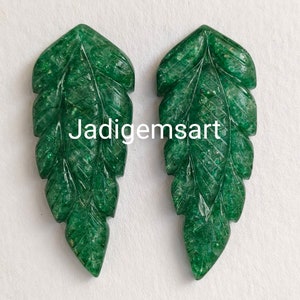 100%NATURAL GEERN AVENTURINE Gemstone Carving Beads Natural Aventurine Gemstone Hand Carved Leaf shape 38*15*4.4mm pair For jewelry