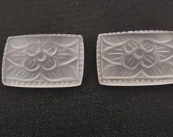 NATURAL Rock Crystal Forsted Gemstone  Carved Beads|  Gemstone Hand Carved  Leaf Shape  Pair For Jewelry
