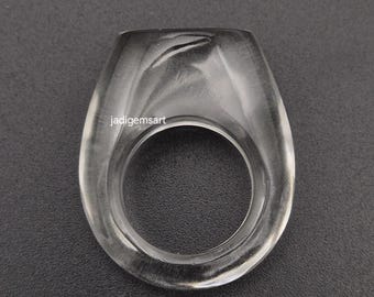 Anillo de cuarzo cristal de roca pulido tallado a mano / Anillo de piedra preciosa con declaración
