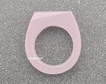 Polished Rose Quartz Hand Carved Quartz Ring | Gemstone Statement Ring