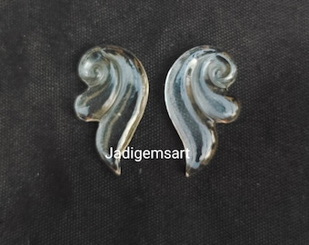 Cuentas de cuarzo transparente 100 % natural talladas a mano, 22 x 13 x 3 mm, para joyería.