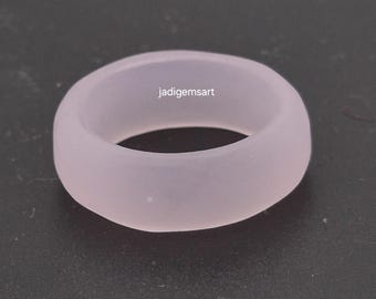 Frosted Rose quartz Hand Carved Quartz Ring | Gemstone Statement Ring